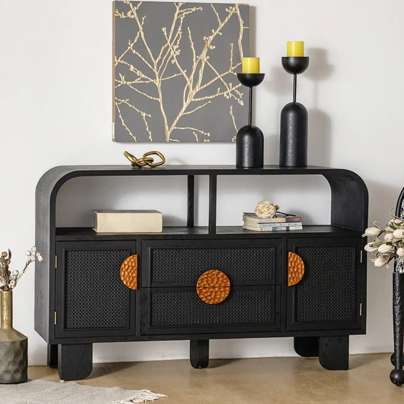 Charcoal Black Casual Storage Sideboard with Drawers