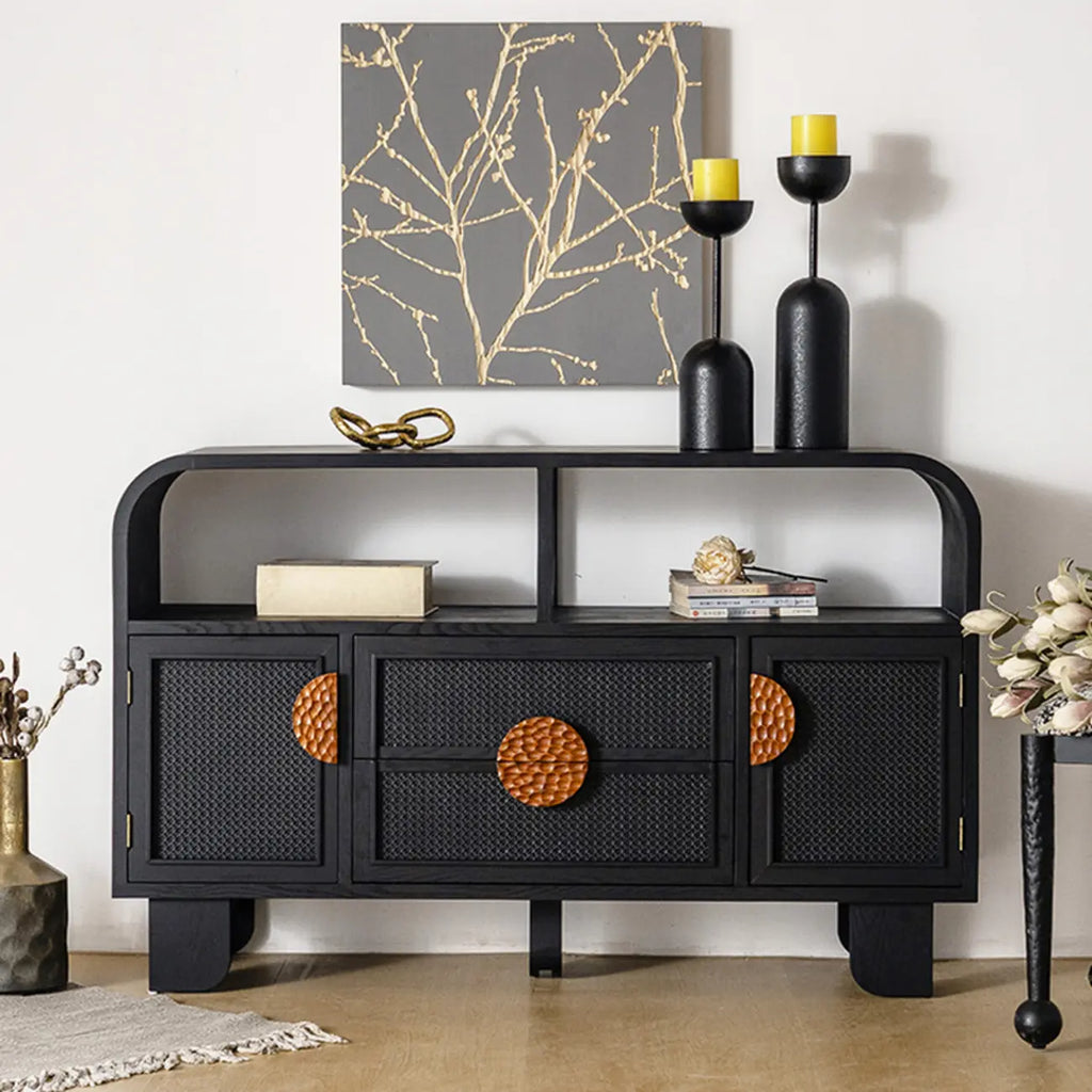 Charcoal Black Casual Storage Sideboard with Drawers