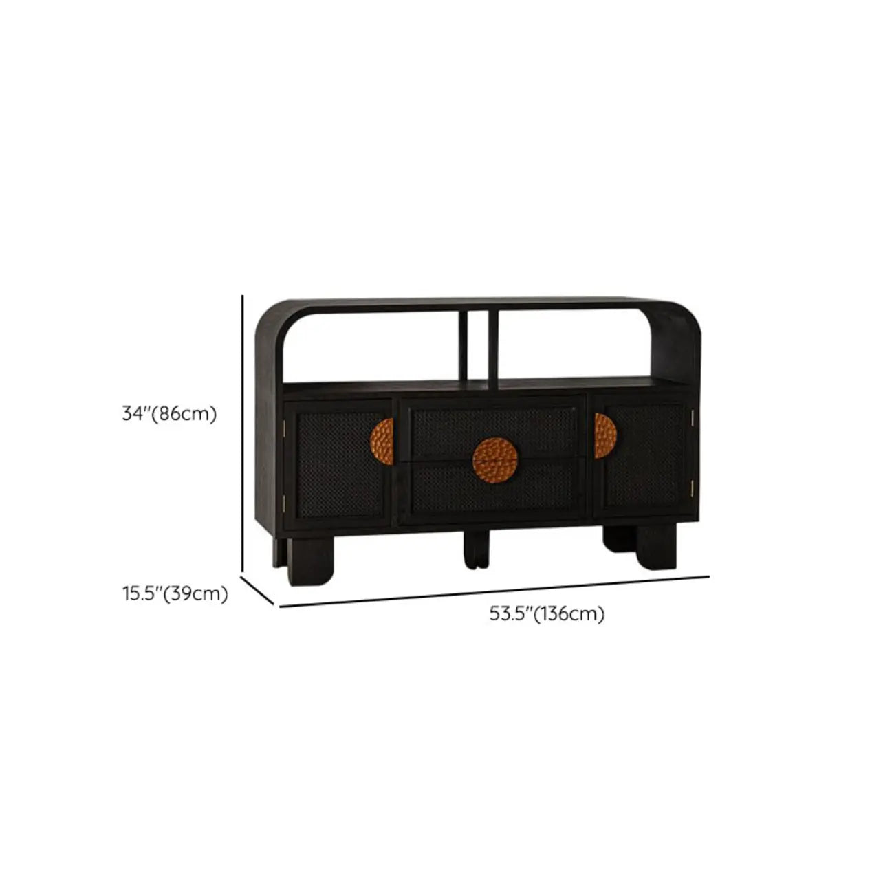 Charcoal Black Casual Storage Sideboard with Drawers