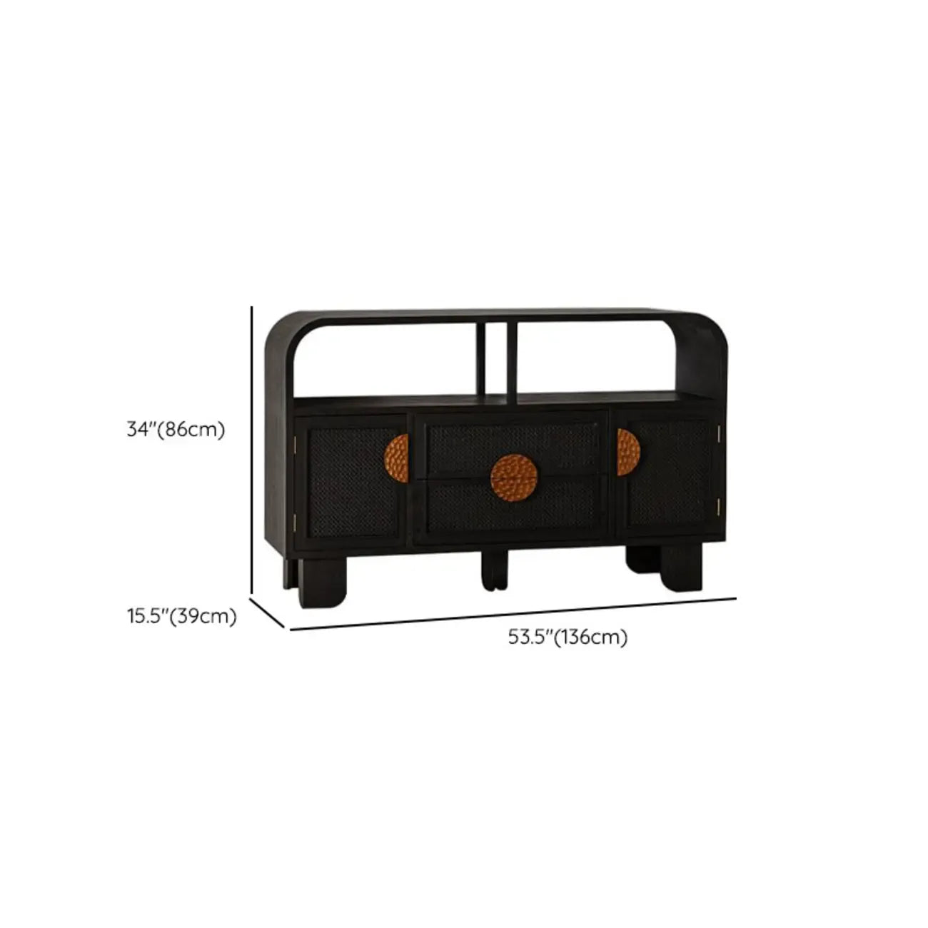 Charcoal Black Casual Storage Sideboard with Drawers