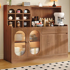 Oak Wood Open Storage Kitchen Sideboard with Cubbies