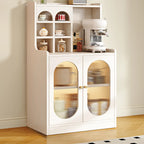 Oak Wood Open Storage Kitchen Sideboard with Cubbies