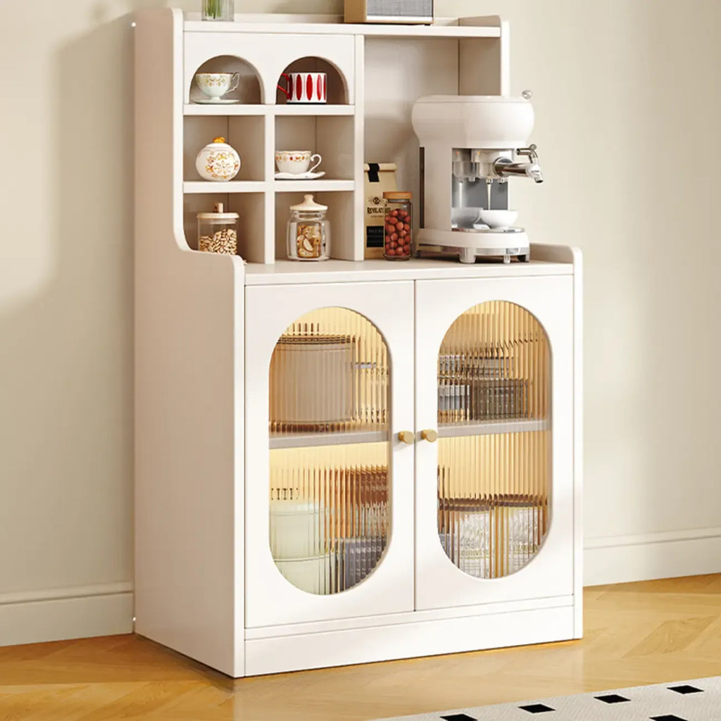 Oak Wood Open Storage Kitchen Sideboard with Cubbies