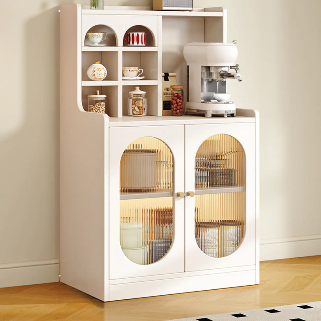 Oak Wood Open Storage Kitchen Sideboard with Cubbies