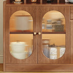 Oak Wood Open Storage Kitchen Sideboard with Cubbies