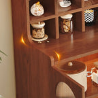 Oak Wood Open Storage Kitchen Sideboard with Cubbies