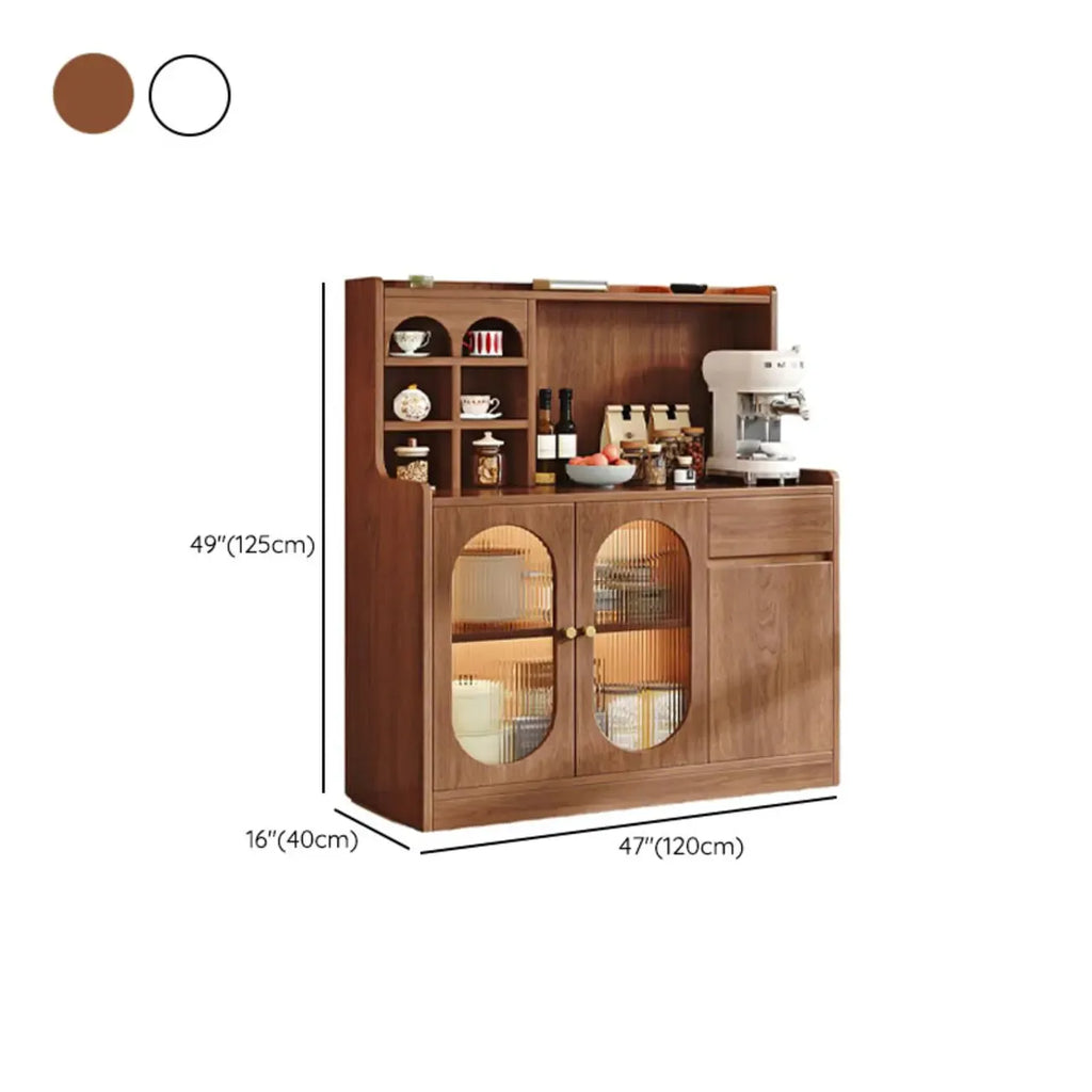 Oak Wood Open Storage Kitchen Sideboard with Cubbies