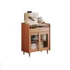 Modish Brown Wood Narrow Sideboard with Glass Doors