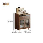 Modish Brown Wood Narrow Sideboard with Glass Doors