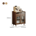 Modish Brown Wood Narrow Sideboard with Glass Doors