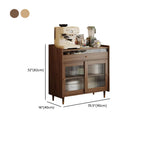 Modish Brown Wood Narrow Sideboard with Glass Doors