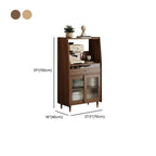 Modish Brown Wood Narrow Sideboard with Glass Doors