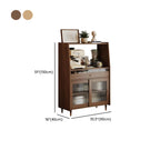 Modish Brown Wood Narrow Sideboard with Glass Doors