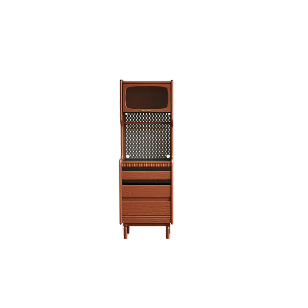 Narrow Brown Marble Countertop Wooden Display Buffet