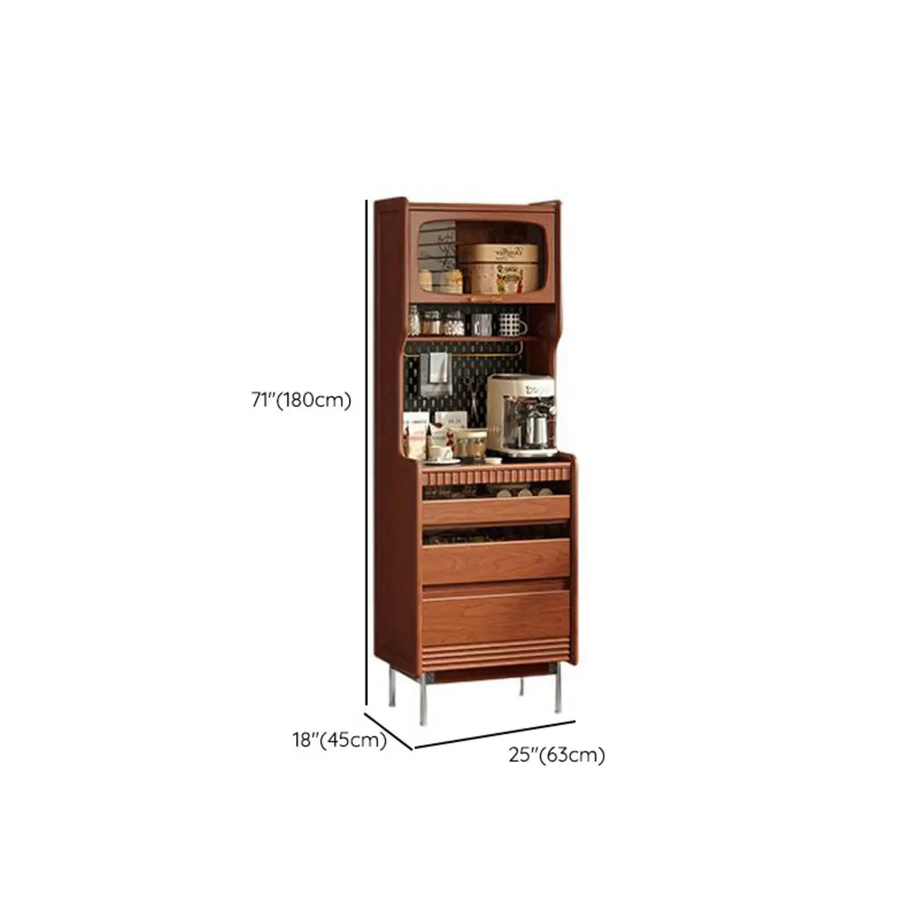 Narrow Brown Marble Countertop Wooden Display Buffet