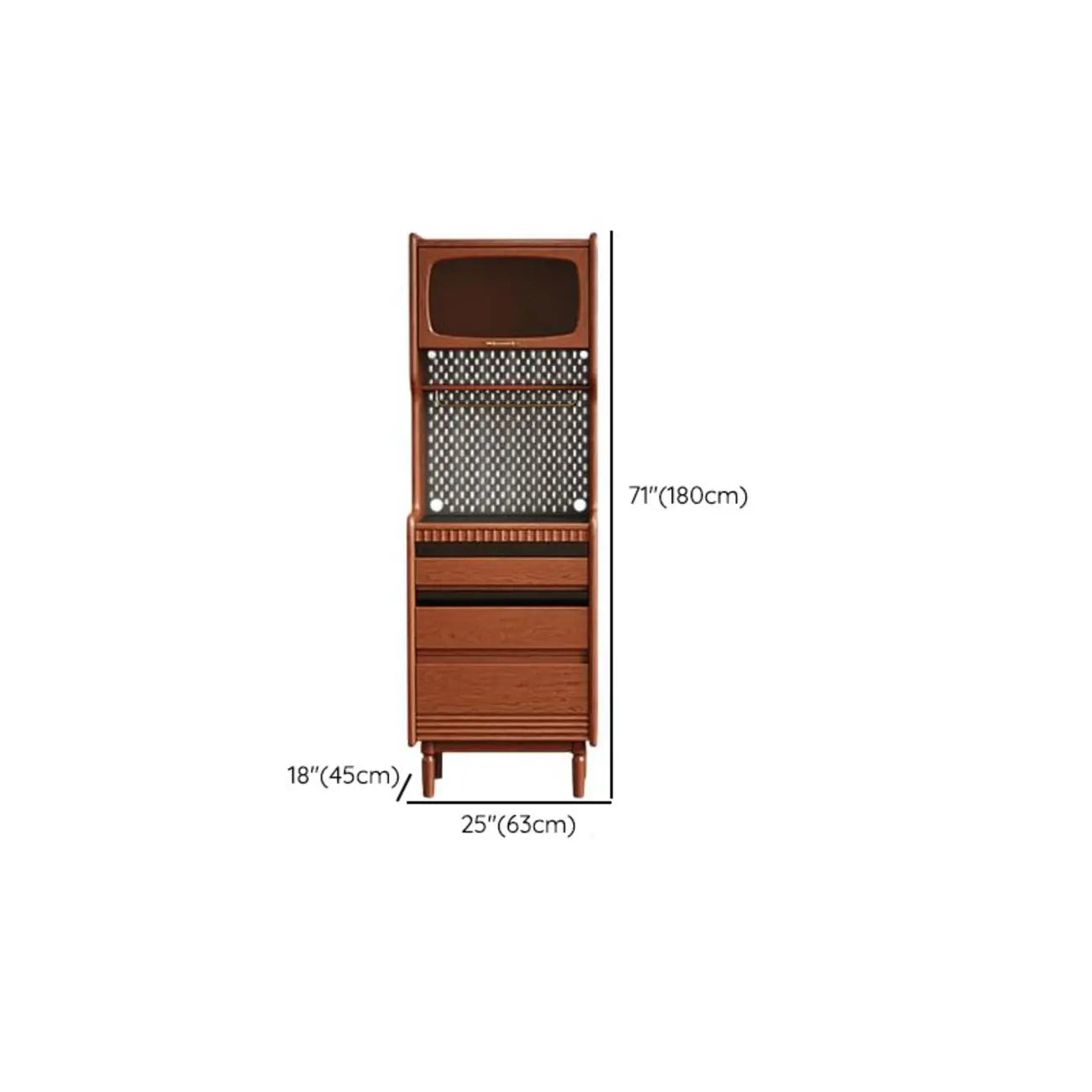 Narrow Brown Marble Countertop Wooden Display Buffet