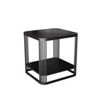 Sleek Square Stone Top Metal Frame Side Table in White/Black