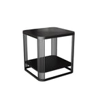 Sleek Square Stone Top Metal Frame Side Table in White/Black