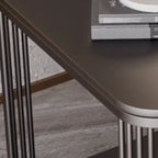 Sleek Square Stone Top Metal Frame Side Table in White/Black