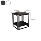 Sleek Square Stone Top Metal Frame Side Table in White/Black