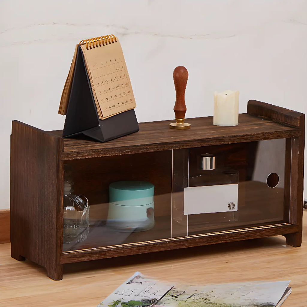 Traditional Wood Glass Door Kitchen Storage Cabinet
