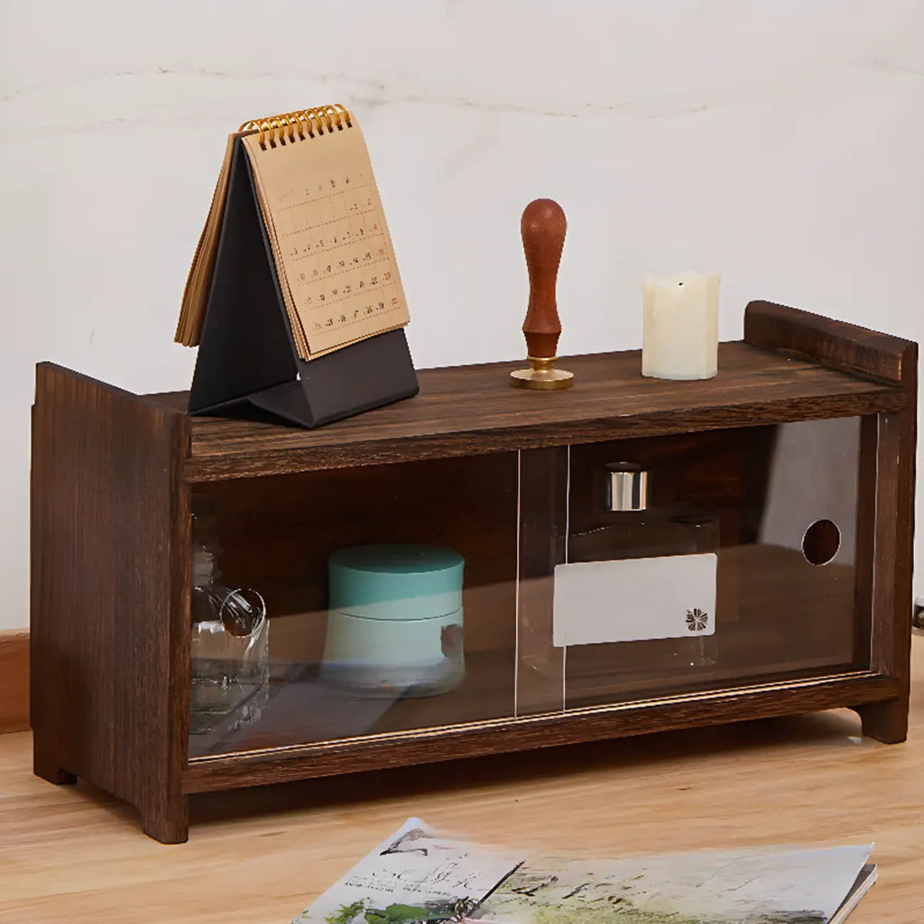 Traditional Wood Glass Door Kitchen Storage Cabinet