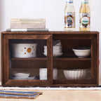 Traditional Wood Glass Door Kitchen Storage Cabinet