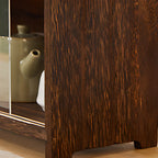 Traditional Wood Glass Door Kitchen Storage Cabinet