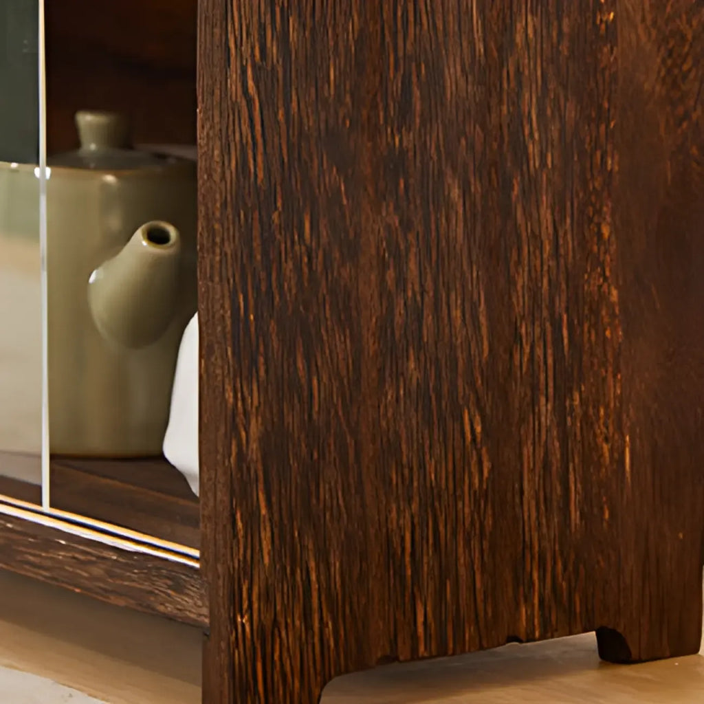 Traditional Wood Glass Door Kitchen Storage Cabinet