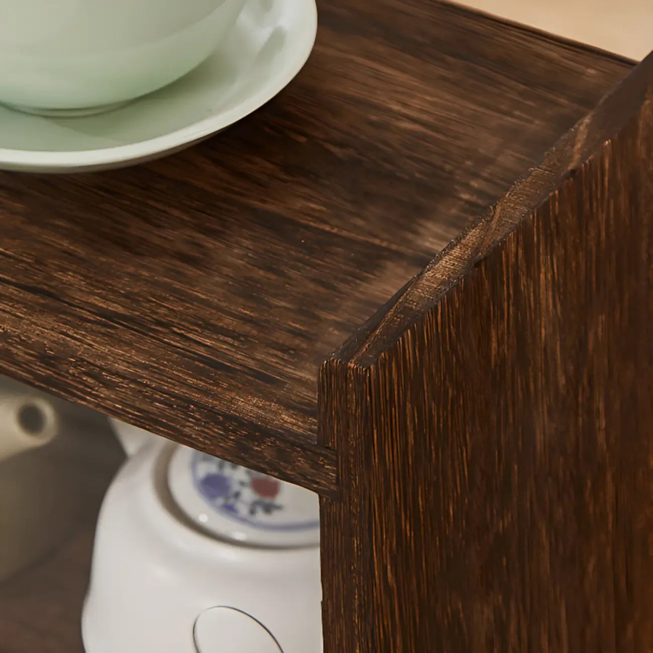 Traditional Wood Glass Door Kitchen Storage Cabinet