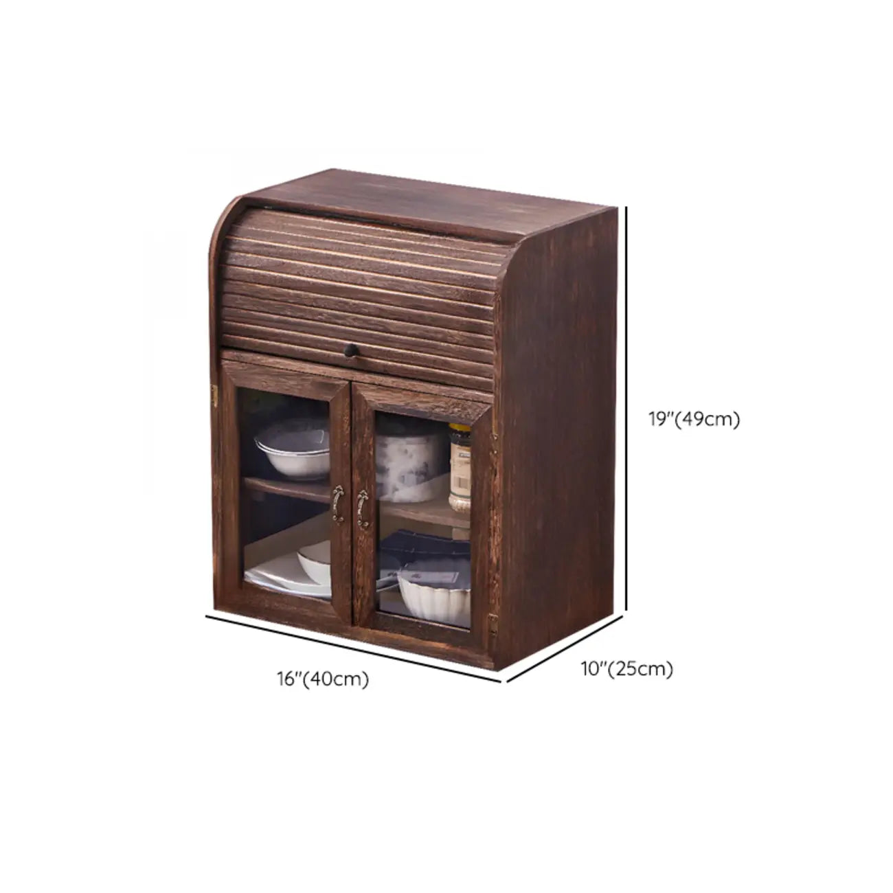 Traditional Wood Glass Door Kitchen Storage Cabinet
