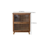 Rustic Brown Minimalist Wooden Ground China Cabinet with Multiple Cabinets and Shelves, Glass Doors