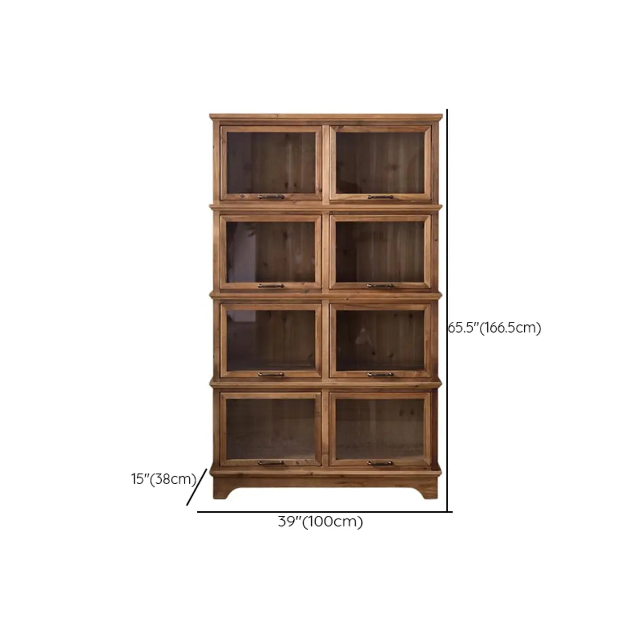 Rustic Brown Minimalist Wooden Ground China Cabinet with Multiple Cabinets and Shelves, Glass Doors