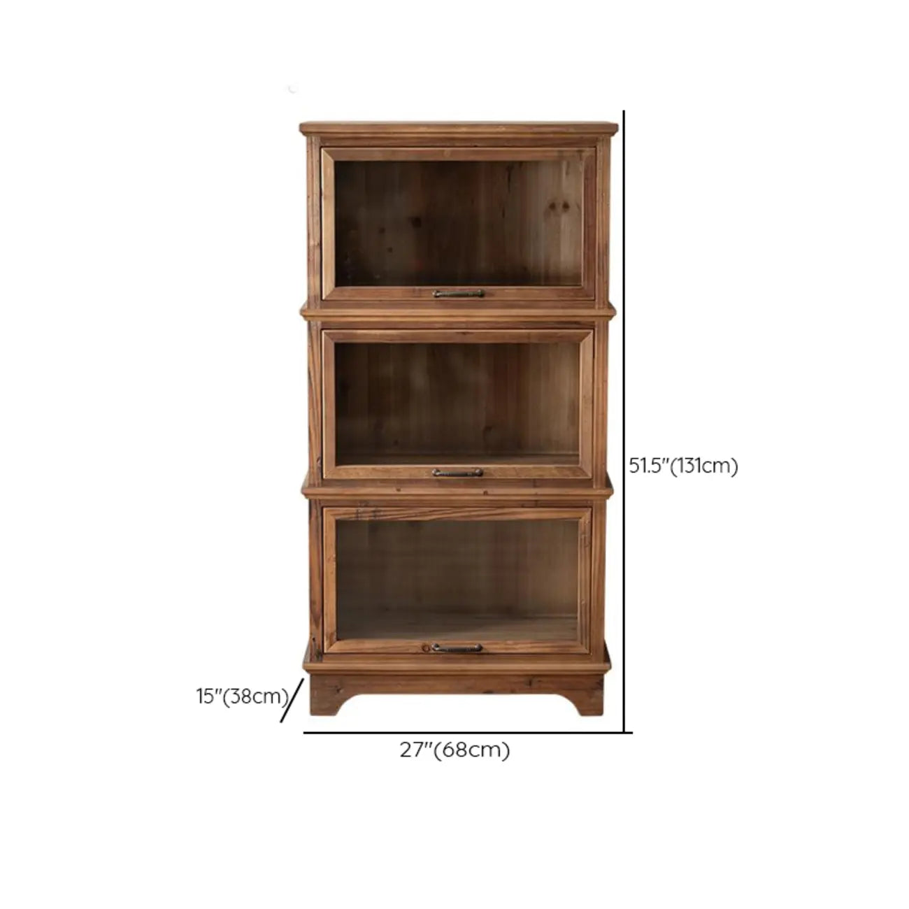 Rustic Brown Minimalist Wooden Ground China Cabinet with Multiple Cabinets and Shelves, Glass Doors