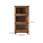 Rustic Brown Minimalist Wooden Ground China Cabinet with Multiple Cabinets and Shelves, Glass Doors