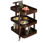 3-Tier Bamboo Brown Round Swivel Side Table for Living Room