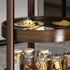 3-Tier Bamboo Brown Round Swivel Side Table for Living Room