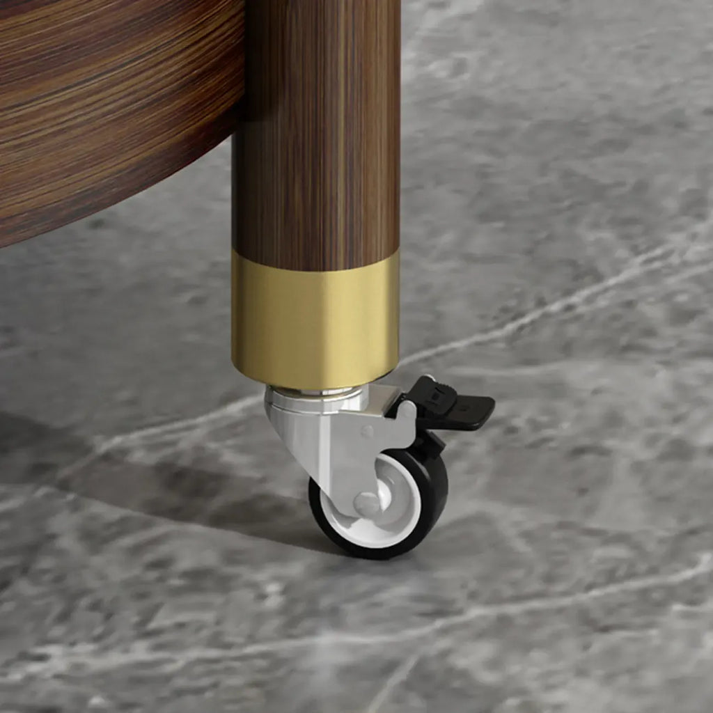 3-Tier Bamboo Brown Round Swivel Side Table for Living Room