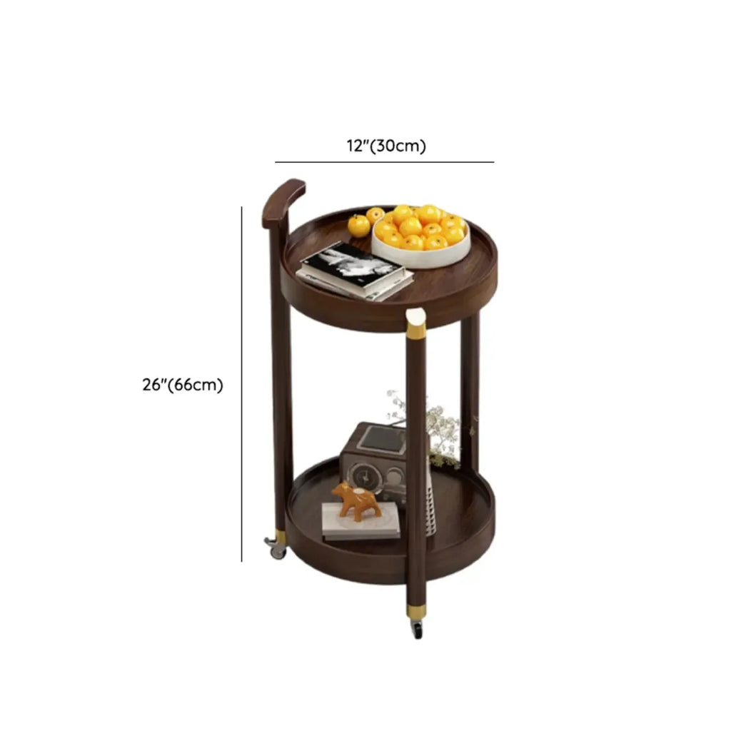 3-Tier Bamboo Brown Round Swivel Side Table for Living Room