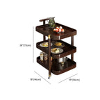 3-Tier Bamboo Brown Round Swivel Side Table for Living Room