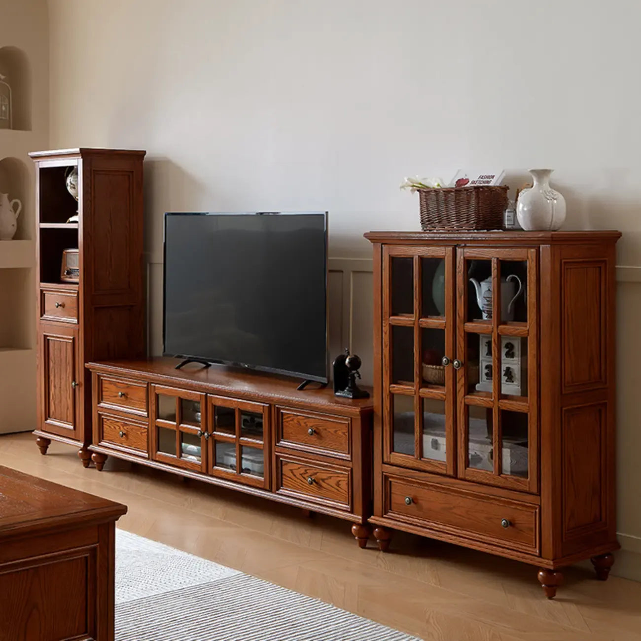 Scandinavian Wooden Floor Display Cabinet for Home Decor