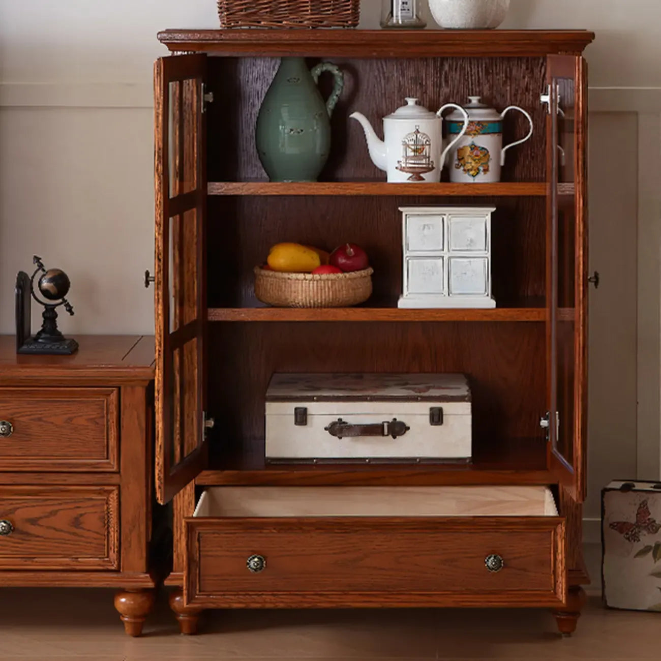 Scandinavian Wooden Floor Display Cabinet for Home Decor