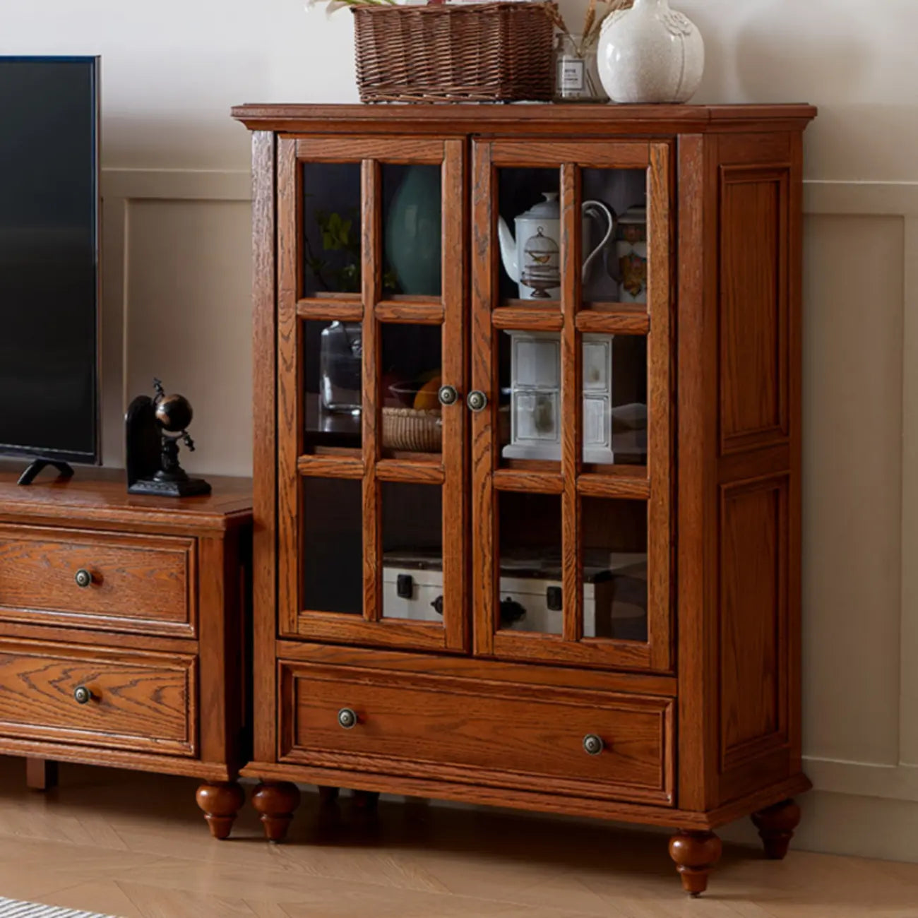 Scandinavian Wooden Floor Display Cabinet for Home Decor