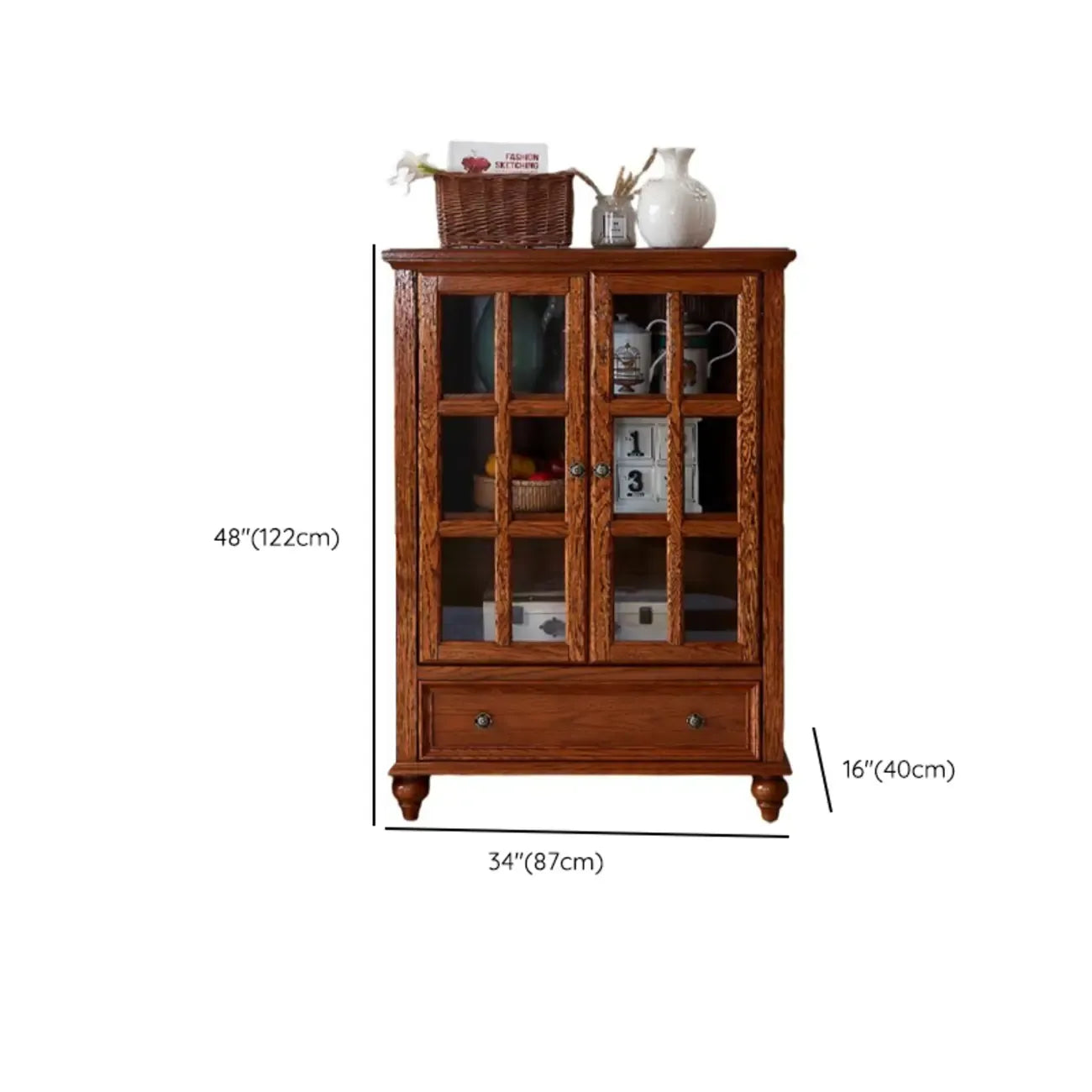 Scandinavian Wooden Floor Display Cabinet for Home Decor