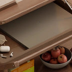 Folding 3-Tier Wooden Flip Top Rolling Side Table Nut-Brown