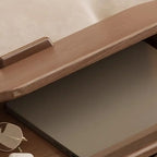 Folding 3-Tier Wooden Flip Top Rolling Side Table Nut-Brown