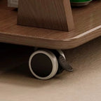 Folding 3-Tier Wooden Flip Top Rolling Side Table Nut-Brown