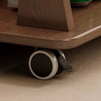 Folding 3-Tier Wooden Flip Top Rolling Side Table Nut-Brown