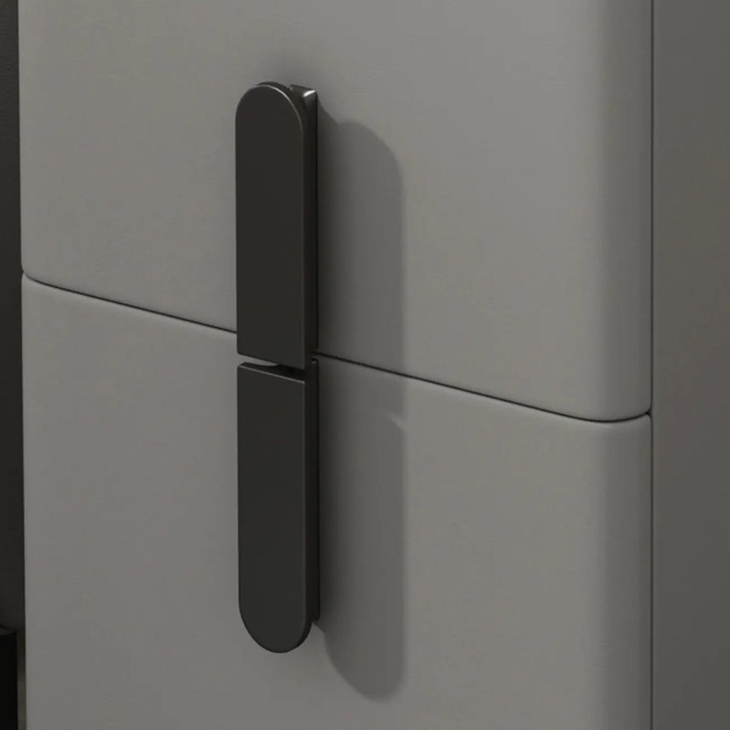 Trendy Gray Bedside 2-Drawer Nightstand with Stone Top