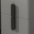 Trendy Gray Bedside 2-Drawer Nightstand with Stone Top